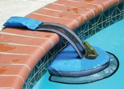 Plataforma para sapos na piscina