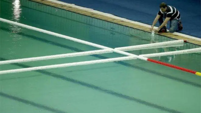 A piscina verde da Olimpíada do Rio 2016