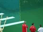 A piscina verde da Olimpíada do Rio 2016