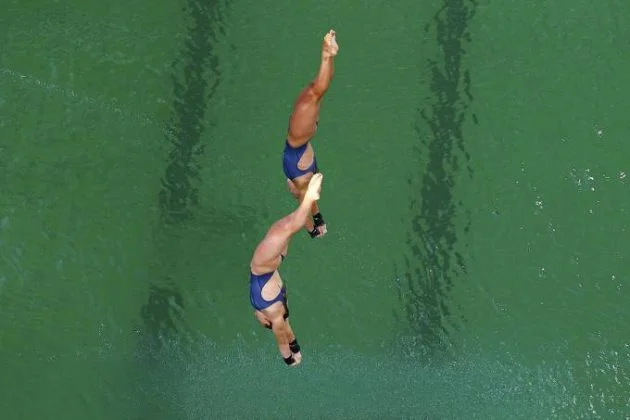 A piscina verde da Olimpíada do Rio 2016