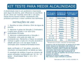 Instruções de uso do kit de testes de alcalinidade