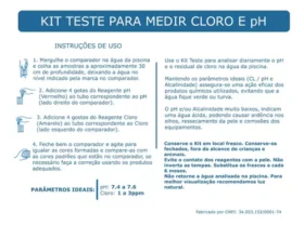 Instruções de uso do kit de testes de ph e cloro